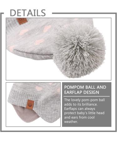 XIAOHAWANG Knitted Baby Hat with Fleece Lining, Pompom & Scarf - Gray, 4-7 Years - Buy Online on GoSupps.com