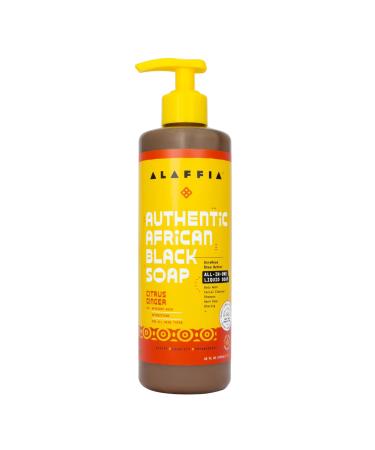 Alaffia Skin Care, Authentic African Black Soap, All in One Body Wash, Face Wash, Shampoo & Shaving Soap with Fair Trade Shea Butter, Citrus Ginger 16 Fl Oz Citrus Ginger 16 Fl Oz (Pack of 1)