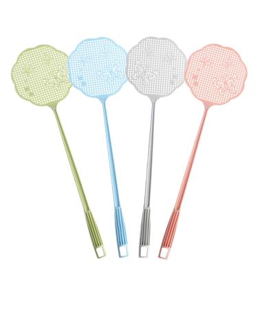 KKRAUS Fly Swatter Plastic Long Handle Manual Fly Killer Heavy Duty Fly Swatters for Home Indoor Outdoor Classroom Office 4 Pack