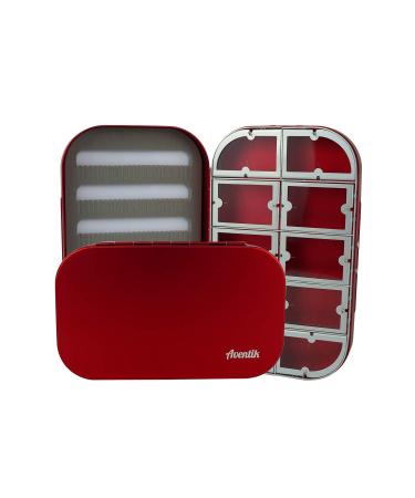 Aventik Aluminum Fly Fishing Box Slit Foam Or with Compartments/Easy Grip Flies Jigs Lures Boxes Ice Fishing Boxes(Darkred-10WC) Darkred-10WC 6.1X3.7X1.1inch