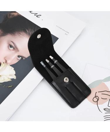 3pcs Stainless Steel Precision Eyebrow Tweezers Set with Storage Bag - Perfect for Plucking, Ingrown Hair and Facial Hair Removal - Buy Online on GoSupps.com