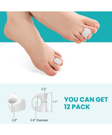 Toe Spacers Correct Toes - 12 Pack - Align & Relieve Overlapping Toes for Men & Women | Bunion & Hammer Toe Straightener (Medium White - Buy Online on GoSupps.com