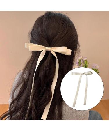 hgnxa Ribbon w Hair Clips for Women Girl Teens Kid Tassels Ribbon wknot Hair Clips with Long Tail Women Hair Accessories Black bow ribbon - Buy Online on GoSupps.com