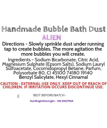 Handmade Bubble Bath Dust - Various Scents (Bath Bomb Dust with Lasting Bubbles) Contains Epsom Salts (Alien*) - Buy Online on GoSupps.com