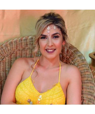 Yalice Indian Flower Head Chain Jewelry - Gold Crystal Headband for Women and Girls - Buy Online on GoSupps.com