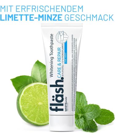 Flower Whitening Toothpaste 75ml - 30% Xylitol & 15% Hydroxyapatite for Double Caries Protection - Refreshing Lime Mint Flavor - International Shipping Available - Buy Online on GoSupps.com