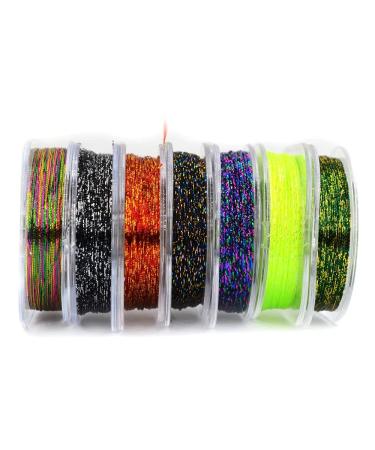 MNFT 7Pcs 50m/ Spool Metallic Guide Wrapping Lines DIY Fishing Line Thread Strong Nylon for Rod Building 7 Colors Rod Building Wrapping Thread (Color Mixing, 50)