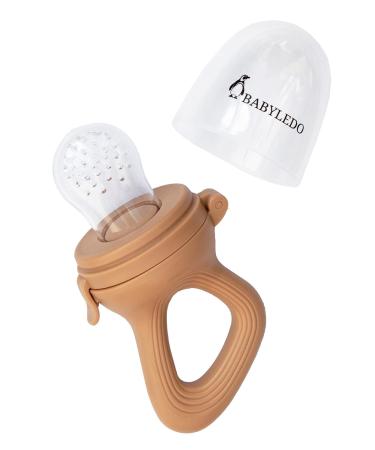 BABYLEDO Baby Fruit Pacifier with Teething Ring - Fox Brown | Safe Baby Teething Aid for Fruits & Vegetables - Buy Online on GoSupps.com