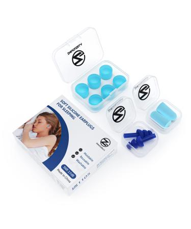 Soft Silicone Earplugs | Wax Ear Plugs for Sleep | Moldable Silicone Earplugs | Gel Ear Plugs | Waterproof Noise Cancelling Ear Plugs for Sleeping | Blocking 22Db (12-Pillows Blue) 3 IN 1