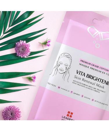 Leaders Insolution VITA Brightening Skin Renewal Mask - Vitamin C & Niacinamide for Dark Spots | Natural Cotton Sheet | Luminous Glow (5 Sheets - Buy Online on GoSupps.com
