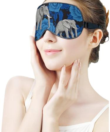 Buy Elephants Rose Flowers Sleep Mask | Soft Eye Mask with Adjustable Strap | Indigo Blue Blindfold for Men & Women - Comfortable Sleep Aid - Buy Online on GoSupps.com
