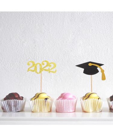 12Pcs Graduation Cake Inserts Grad Cupcake Toppers black decor 2022 graduation cupcake topper Congrats Dessert Picks graduation cupcake Toppers Wood toothpick Birthday Cake - Buy Online on GoSupps.com