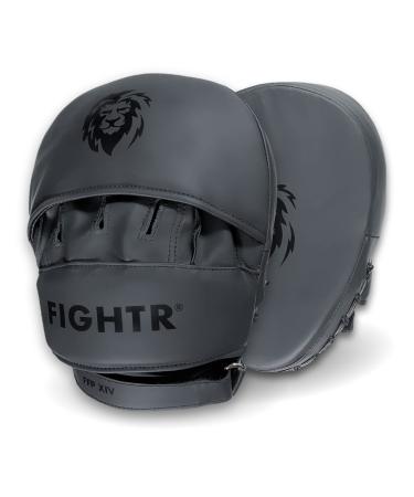 FIGHTR Premium Boxing Mitts - Ideal Padding & Stability | Punching Mitts for Martial Arts incl. Carry Bag | Focus Mitts for Boxing, MMA, Muay Thai, etc. All Black