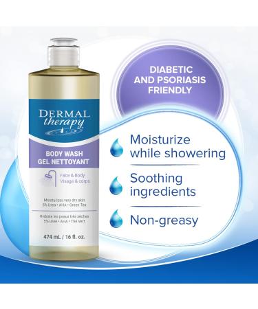 Dermal Therapy 2-in-1 Body Wash & Moisturizing Cleanser - 5% Urea AHA Sulfate-Free - 16 Fl Oz | International Shipping Available - Buy Online on GoSupps.com