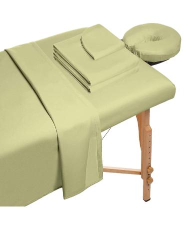 3-Piece Microfiber Massage Table Sheet Set Includes Massage Face Rest Cover, Massage Table Cover and Massage Fitted Sheet (Sage)