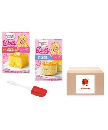 Duncan Hines Dolly Parton Buttermilk Biscuit and Sweet Cornbread Mix Set Plus Silicone Spatula Packaged by Favoricks