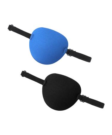 Sibba Adjustable Eye Patches for Adults Children Kids 2 PCS Medical Eye Patch Adjustable Adjustable Pirate Eye Patch for Left or Right Eyes Lazy Amblyopia and Cosplay 2 Pieces - Blue + Black