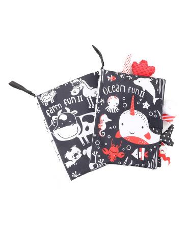 DAYTOYS Soft Toys Baby Cloth Books -My First Non-Toxic Waterproof Soft Cloth Book-Touch and Feel Crinkle Book for Toddler  Infants-Early Education Toys Activity -Kids Bath Toys(Black and White Books)