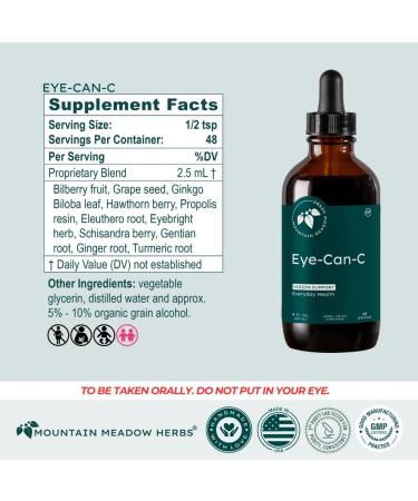 Mountain Meadow Herbs Eye-Can-C 4oz. | Liquid Vision Health and Support with Ginkgo Biloba, Night Vision, Dry-Eye Relief, Glare Reduction & Healthy Circulation Support - Buy Online on GoSupps.com