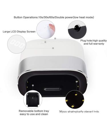 48W LED Nail Dryer Lamp for Gel Polish UV Infrared Sensor 10/30/60/99S Timer 50000 Hours LCD Display Perfect for International Shipping - Buy Online on GoSupps.com