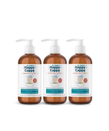 Happy Cappy Anti-Dandruff Shampoo, Anti-Seborrheic Dermatitis Shampoo, with Pyrithione Zinc 0.95%, Safe For Use on Face and Body, Fragrance and Dye Free, Three 8 oz Bottle Pack Three 8 Ounce bottles