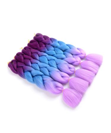 Showjarlly Jumbo Braid Art Hair Extensions - 24 inch Ombre Kanekalon Braid - 5 Pack for Crochet Twist & Box Braids in Purple Navy Blue & Light Violet - Buy Online on GoSupps.com