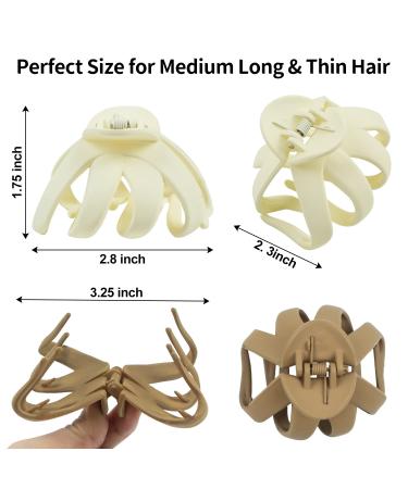6 Pcs 2.8 Medium Matte Octopus Hair Claw Clips for Women - Strong Hold Non-slip Hair Accessories (Neutral) - Buy Online on GoSupps.com