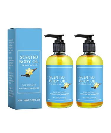 NicVey Caramel and Vanilla Body Oil - Caramel-flavored massage oil for women and men - Vanilla and caramel body lotion - Moisturizes - Scented body care oil (2