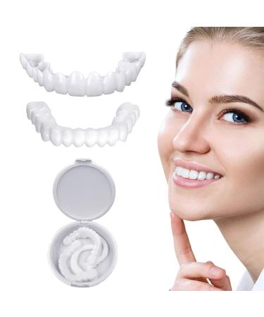 Presses fake teeth at the top and below snap on veneers teeth 1 pair of dentures for plug in cosmetic veneers lighten teeth for men women unit size