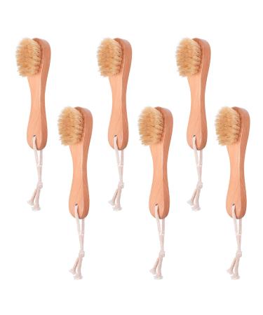 6 Pcs Face Exfoliator Brush Dry Brush Natural Bristles Wooden Face Cleaning Brush  Facial Cleansing Brush Face Wash Scrub Exfoliator Brush for Face Care