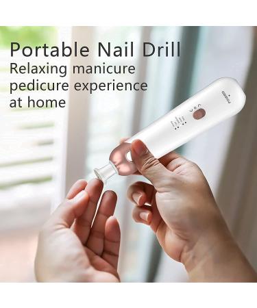 Professional Electric Manicure Pedicure Kit - Cordless Nail Drill Machine with 5 Speeds for Nail Care - White - Buy Online on GoSupps.com
