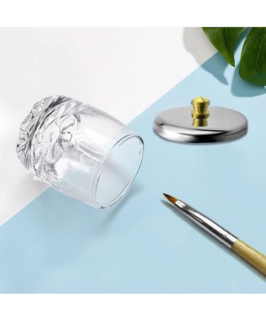 Crystal Disinfection Glass Cup Acrylic Liquid Dappen Dish with Stainless Steel Lid - Nail Art Glassware Tool HJ-NAPB028 - Buy Online on GoSupps.com