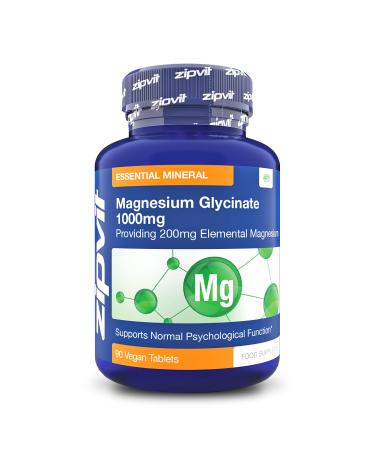 Magnesium Glycinate 1000mg 90 Vegan Tablets High Strength Magnesium Bisglycinate Supports Sleep Bone and Muscle Function Vegan Supplement Jar of 90 Magnesium Glycinate Tablets