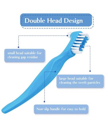 Jutieuo 8Pcs Denture Care Kit for Travel - Denture Bath Cups, Dual-Headed Toothbrushes, Portable Brush Boxes, Retainer Holder Boxes - Blue - Buy Online on GoSupps.com