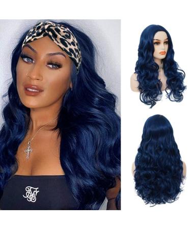 Blue Long Wavy Wigs for Women Synthetic Curly Middle Part Heat Resistant Fiber Hallowenn Party Costume Wig - Buy Online on GoSupps.com