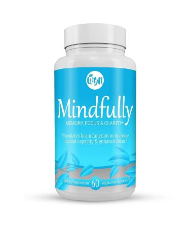 MINDFULLY Nootropic Brain Booster - Citicoline, Lion's Mane, Bacopa Monnieri & Ginkgo Biloba Herbal Supplement to Support Memory, Focus & Cognitive Function - 60 Vegetarian Capsules