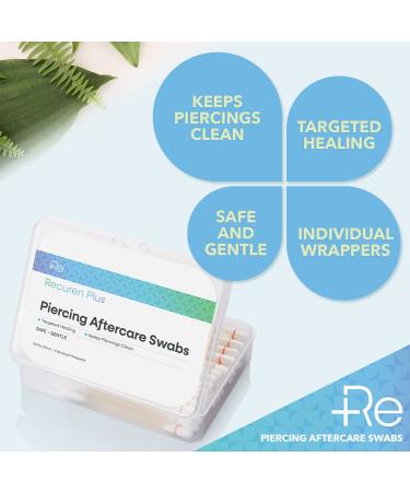 Recuren Plus Piercing Aftercare Swabs - 50 Pcs Skincare Swabs for Healing and Cleansing Irritated Piercings - Buy Online on GoSupps.com