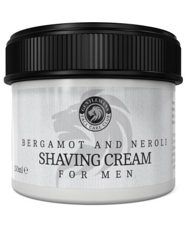 Vegan Friendly Shaving Cream For Men - Gentlemans Face Care Club Bergamot & Neroli Luxury Shave Cream - Super Lather Smooth Shave Formula - Large 90 Day Supply 150ml Pot