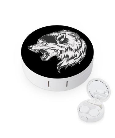 Howing Wolf Contact Lens Case Travel Portable Travel Contact Lens Box with Mirror