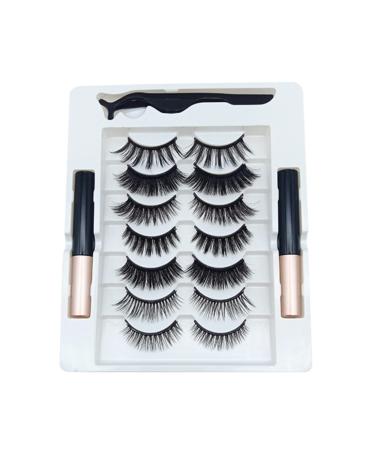 MOLAMOYA 7 Pairs of Magnetic Liquid Eyeliner Eyelash Set  Magnetic Eyelashes are Light  Natural  Soft and Generous