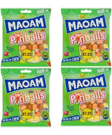 Maoam Pinballs 4 x 140g Share Size Bags - Fruit & Cola Flavour Chewy Sweets Candy Multipack Bulk - Buy Online on GoSupps.com