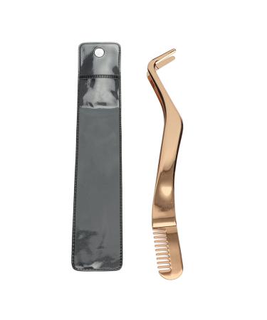 Eyeline tweezers angled crowded crest stainless steel improved 2-in-1 eyelash extension tweezers applicator for volume insulation classic eyelashes smeared