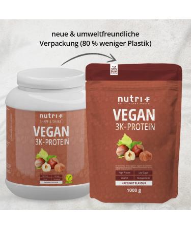 Nutri-Plus Vegan Hazelnut Protein Powder 2kg - 83% Protein Lactose & Whey-Free Plant-Based Nutrition (2 Pack) - Shape & Shake - Buy Online on GoSupps.com