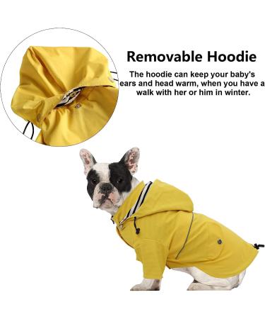 Yellow Dog Raincoat with Reflective Buttons - Water Resistant, Adjustable Drawstring, Removable Hood | XS-XXL Sizes - Medium (Chest 19-23) - Buy Online on GoSupps.com