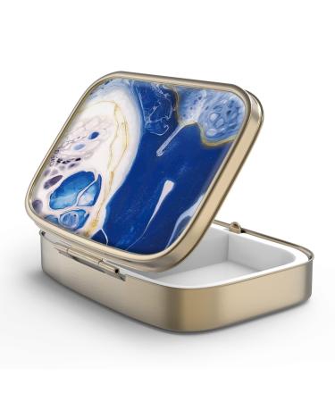 Pill can box with mirror retro 2 compartment Small Pillendose bronze rectangular pill box or vitamins fish oil nutritional supplements pills contain 1 piece F-24 marble paint