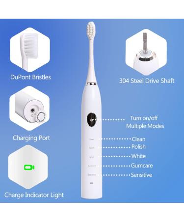 COOSKIN Sonic Electric Toothbrush - Rechargeable Oral Care Power Brush for Adults & Kids - White - Buy Online on GoSupps.com