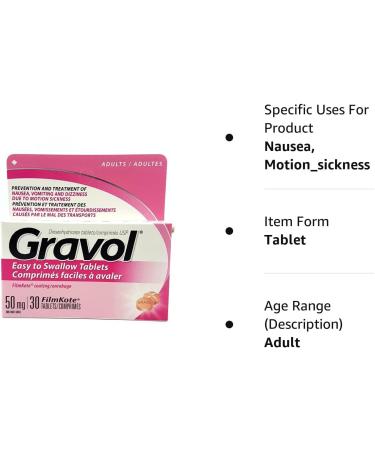 GRAVOL Antinauseant Tablets (30ct) - Relief for Nausea, Vomiting, Dizziness & Motion Sickness - Buy Online on GoSupps.com