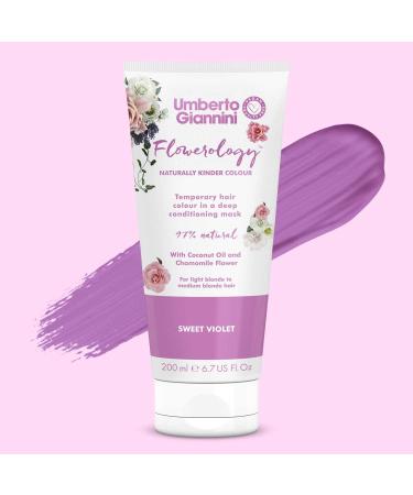 Umberto Giannini Flowerology Temporary Hair Colour Mask 200ml (Sweet Violet) - Vegan, Cruelty-Free - Buy Online on GoSupps.com