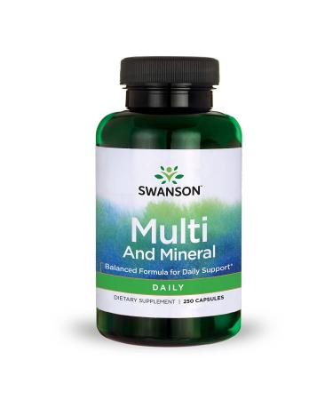 Swanson Multi and Mineral Daily Men's Women's Multivitamin Multimineral Health Supplement 250 Capsules (Caps) 1