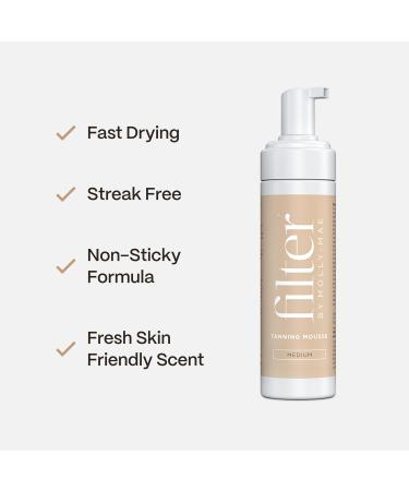 Filter By Molly-Mae Self Tanning Mousse Extra Dark | Fast Drying Fake Tan | Streak Free | Bronzed Glow | Moisturising Foam | Develops Fast | Long Lasting | 200ml - Buy Online on GoSupps.com